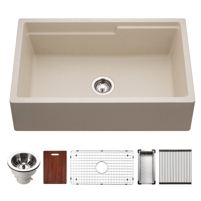 Houzer Quartztone Granite Workstation Kitchen Sink in Sand W-133 SAND-C