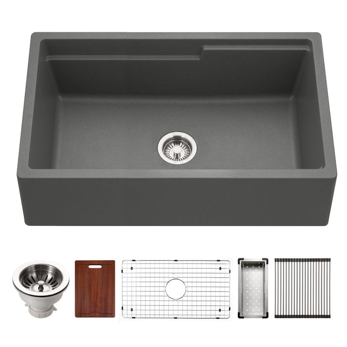 Houzer Quartztone Granite Workstation Kitchen Sink in Slate W-133 SLATE-C