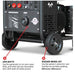 Tomahawk Power TWG210A stick and TIG welder generator showing controls and frame details