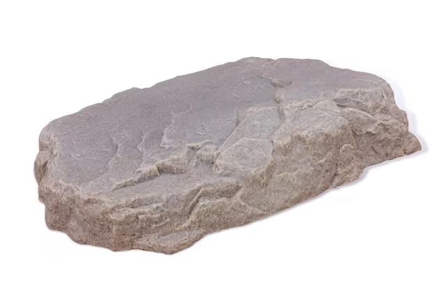 A rectangular gray stone slab with a rough, textured surface, isolated on a white background.