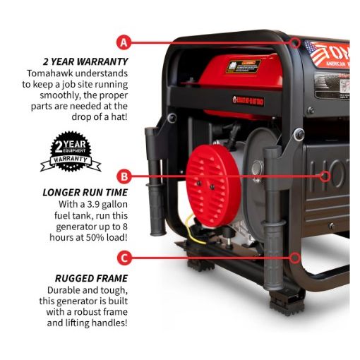 Tomahawk Power TG4000H 4000-watt generator product detail with Honda power
