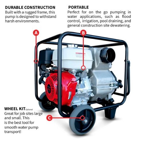 Tomahawk Power TW4H Honda GX390 water pump connection and component view