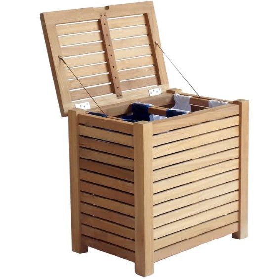 ARB - Teak Laundry Towel Box Hamper with 2 Sacks