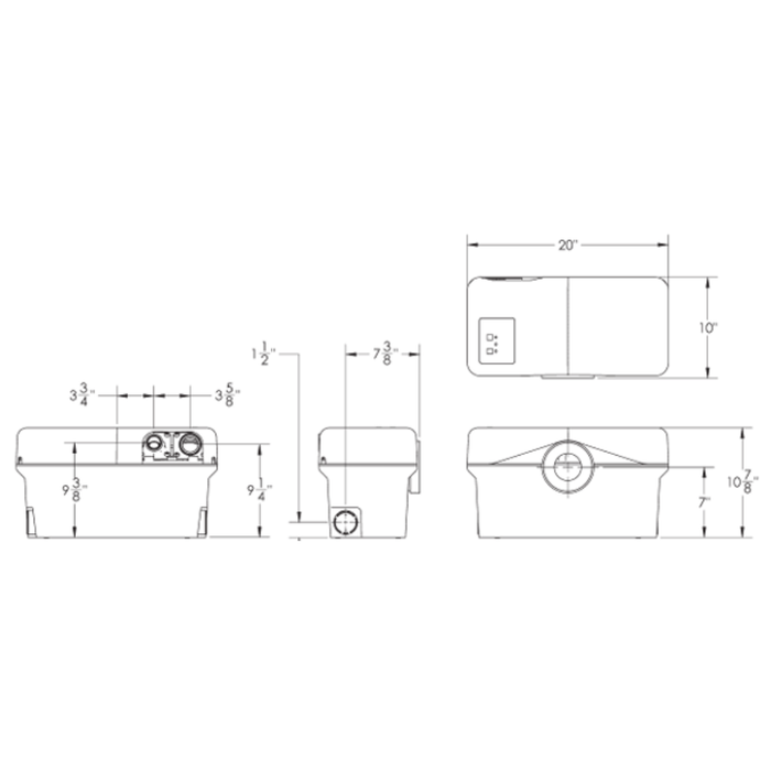 Technical drawing of a mechanical component with dimensions