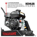 Tomahawk Power TPC80 vibratory tamper showing engine, handle, and plate details