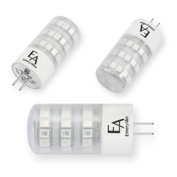 EmeryAllen 2W G4 Bi-Pin Amber Turtle Bulb - 360 degree - specifications and dimensions — EA-G4-2.0W-001-AMB