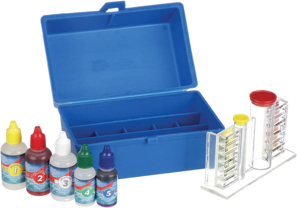 Blue Devil 5-Way OTO Test Kit, Chlorine/Bromine, pH, Alkalinity, Acid Demand, Boxed
