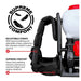 Tomahawk Power eTMD14 cordless backpack fogger with tank, harness, and battery accessories