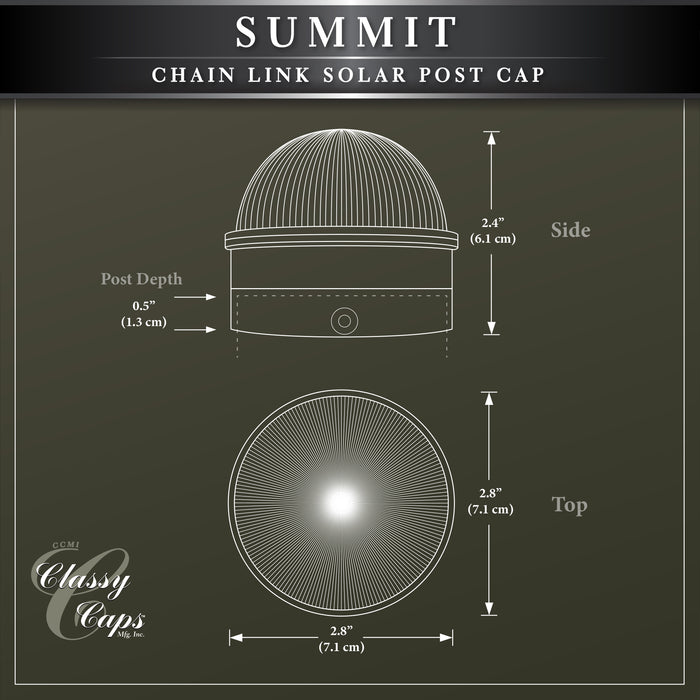 Classy Caps Black Chainlink Summit Solar Post Cap CH2233B