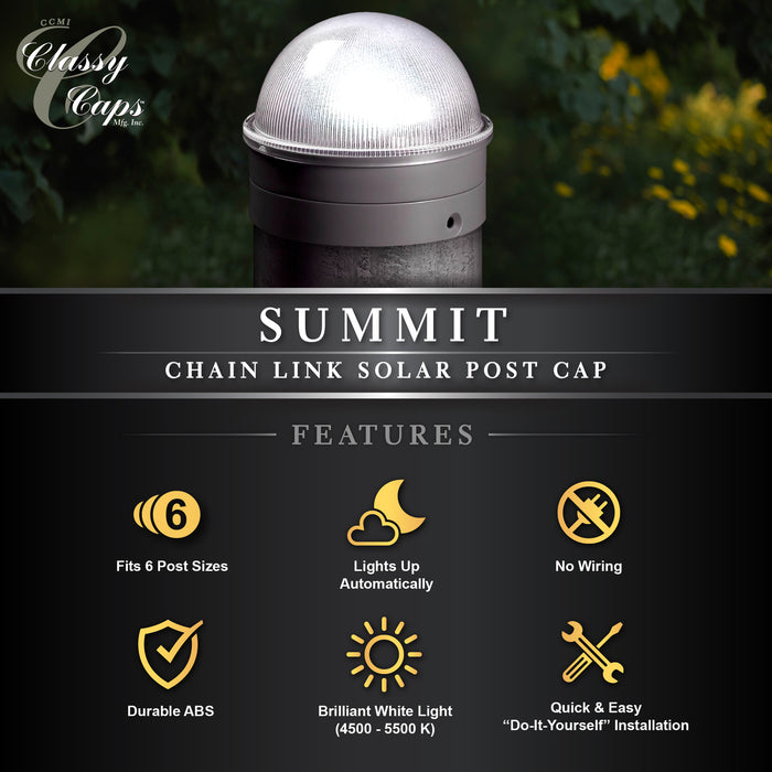 Classy Caps Silver Chainlink Summit Solar Post Cap CH2233S