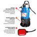 Tomahawk Power TDP400 submersible pump equipment view for flooded basements and pools