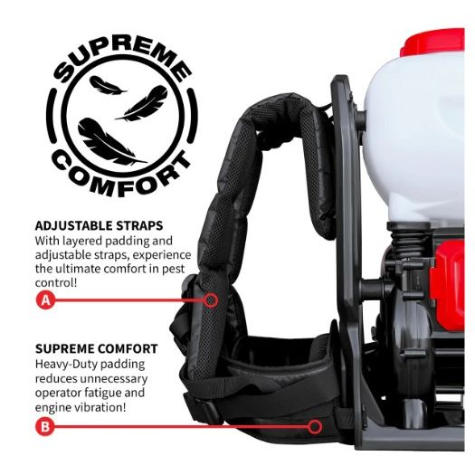 Tomahawk Power eTMD14 rechargeable backpack fogger showing tank and sprayer equipment