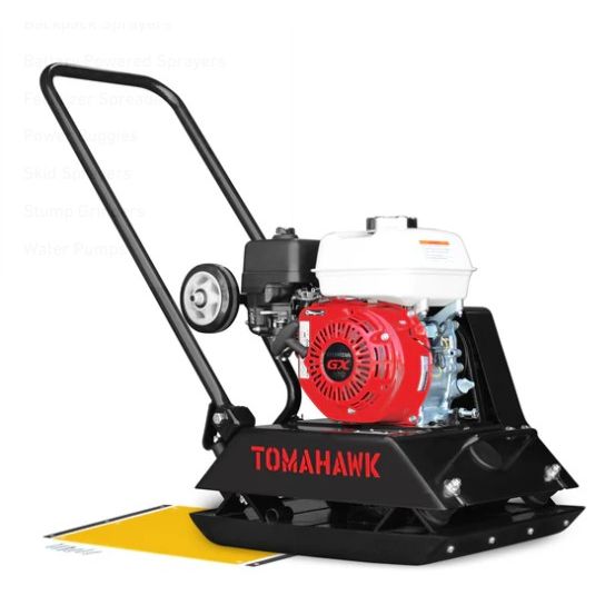 Tomahawk Power TPC80H Honda vibratory plate compactor with wheels and polypad