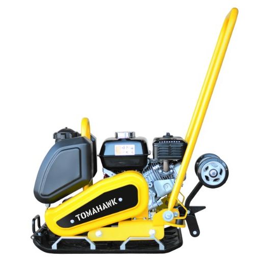 Tomahawk Power TPC85H 23 by 17 inch compactor plate and engine detail