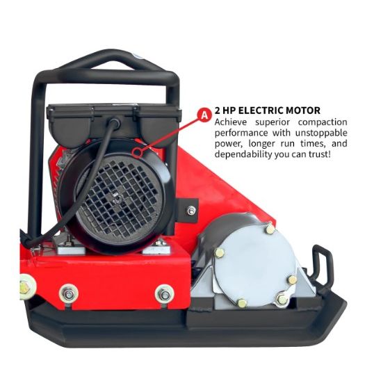 Tomahawk Power eJXPC50 2 HP plate compactor equipment view for construction use