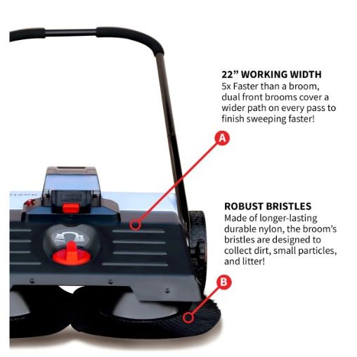 Tomahawk Power eTOS22 battery powered push sweeper component view