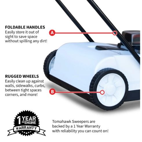 Tomahawk Power eTOS22 electric drive sweeper detail for commercial cleanup