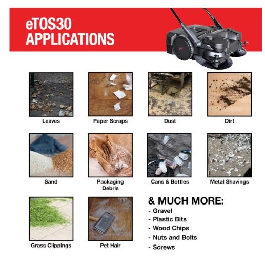 Tomahawk Power eTOS30 30-inch sweeper accessory and brush detail