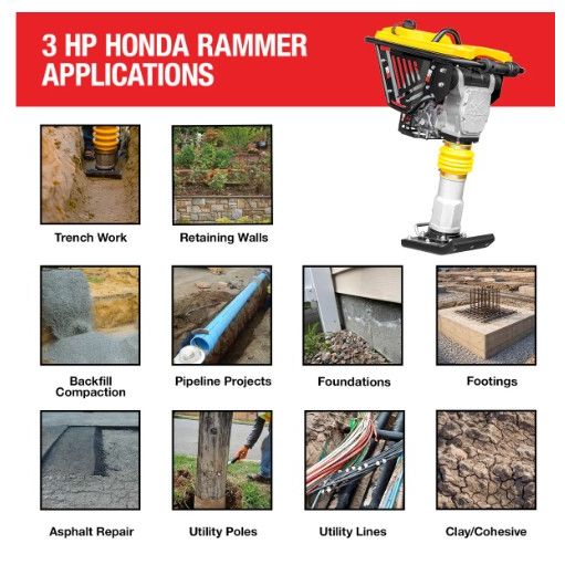 Tomahawk Power JX60H vibratory rammer product and engine detail