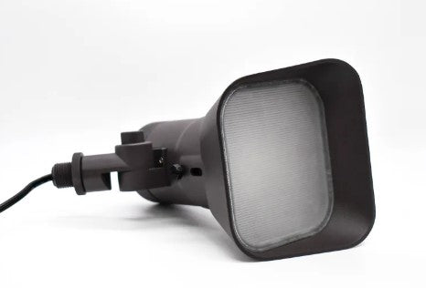 Lumien Bronze Aluminum Flood Light, 8W, Standard Dimming, 10-15V, 640 Lumens, 3000K, w/  40 Degree Beam Spread Lens & Hex Louver