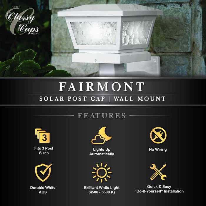Classy Caps 5X5/4X4/3.5X3.5 White Fairmont Solar Post Cap FS100W