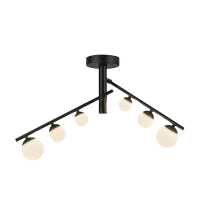 Kuzco SF55525-BK/OP Cypress two-head black opal glass LED semi-flush mount