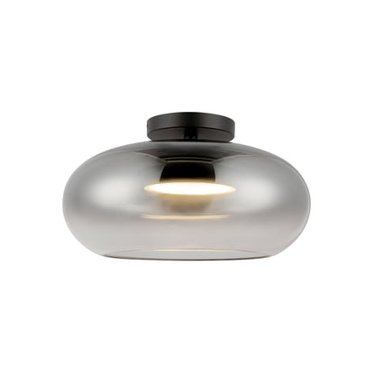 Kuzco SF62014-BK/SM Trinity 14-in black smoked glass LED semi-flush mount