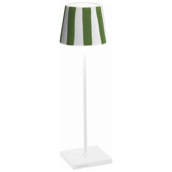 Zafferano Poldina Lido Table Lamp LD0340BC1 White / Green Stripes