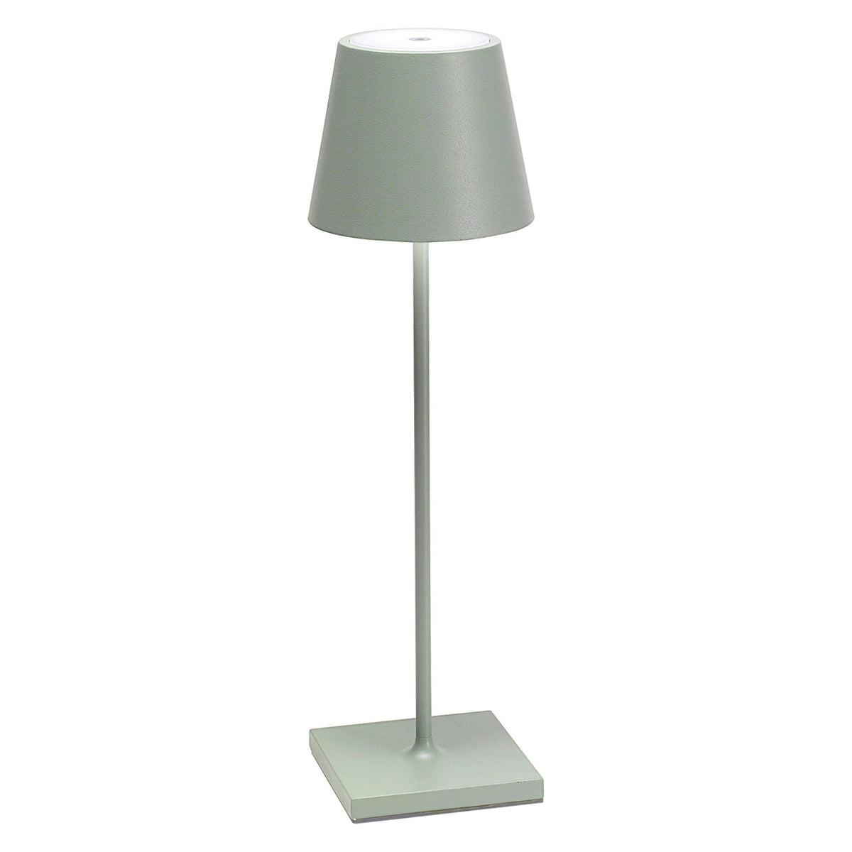Zafferano Poldina Pro Table Lamp (Sage) Touch On/Off, Touch Dimmable, Cordless, Indoor/Outdoor, LED, Contact Charging Base, Powder Coated Aluminum, IP54 Protection, USA Plug
