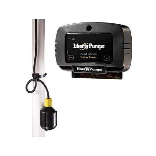Liberty Pumps pump alarm system with wide angle float on a white background