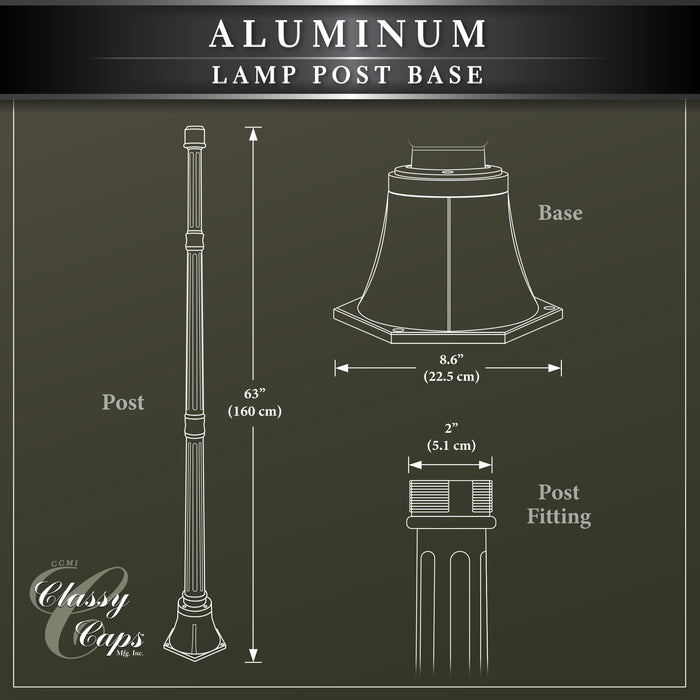 Classy Caps Black Aluminum Lamp Post Base LPB59