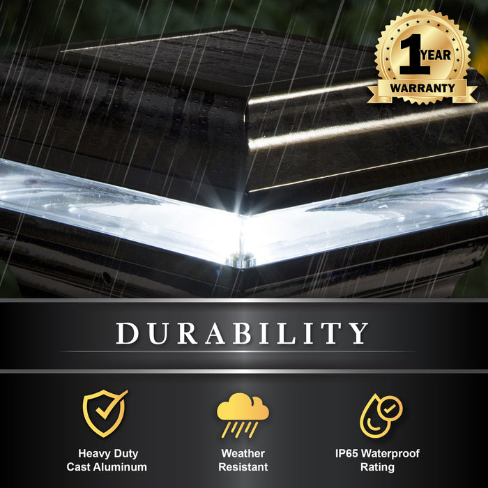 Classy Caps 4X4 Black Aluminum Imperial Solar Post Cap SL211B