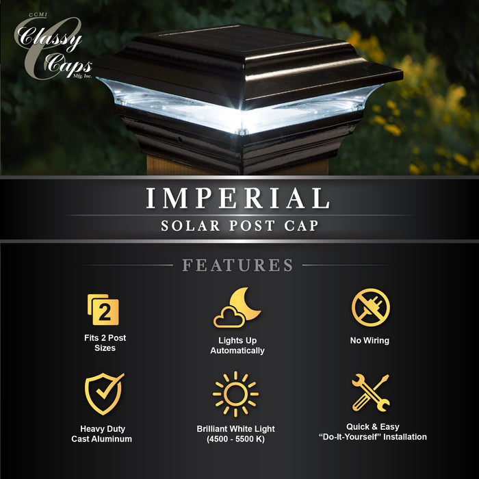 Classy Caps 4X4 Black Aluminum Imperial Solar Post Cap SL211B