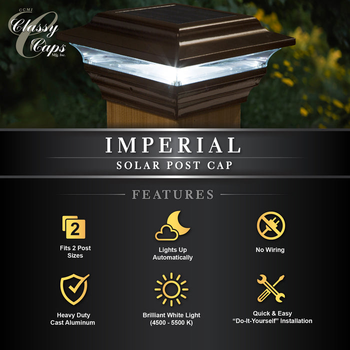Classy Caps 4X4 Bronze Aluminum Imperial Solar Post Cap SL211R
