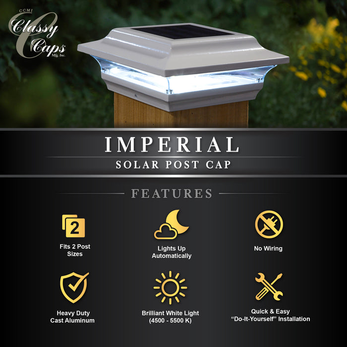 Classy Caps 4X4 White Aluminum Imperial Solar Post Cap SL211W