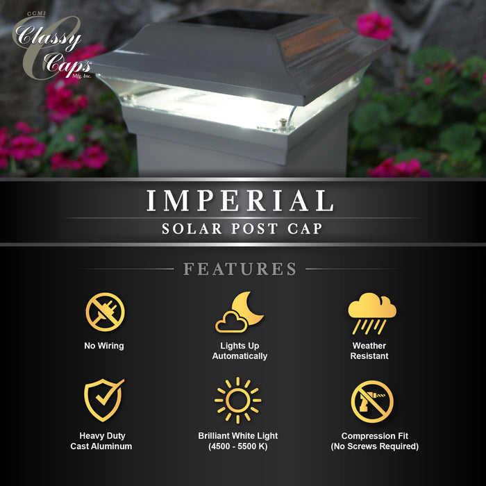 Classy Caps 5X5 White Aluminum Imperial Solar Post Cap SL214W