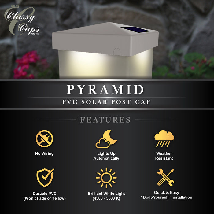 Classy Caps 4X4 White Pvc Pyramid Solar Post Cap SL9901