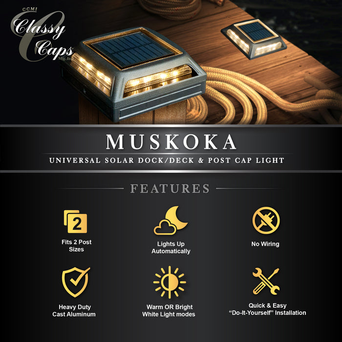 Classy Caps Muskoka Black Aluminum Solar Post/Path/Dock Light SLD505B