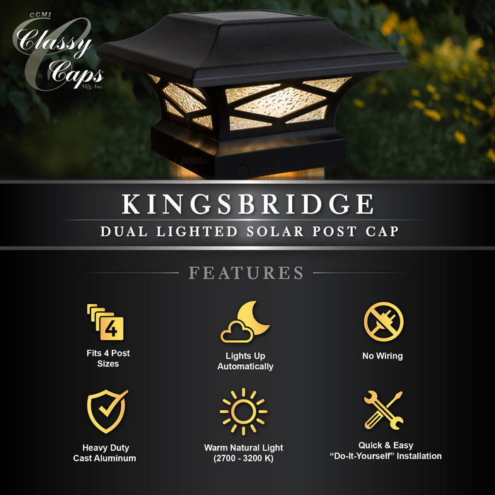 Classy Caps Kingsbridge Black Dual Lighted Solar Post Cap SLK807B