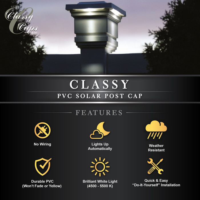 Classy Caps 4X4 White Pvc Classy Solar Post Cap SLO74W