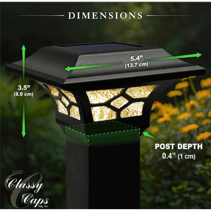 Classy Caps Kingston Black Dual Lighted Solar Post Cap SLZ332B