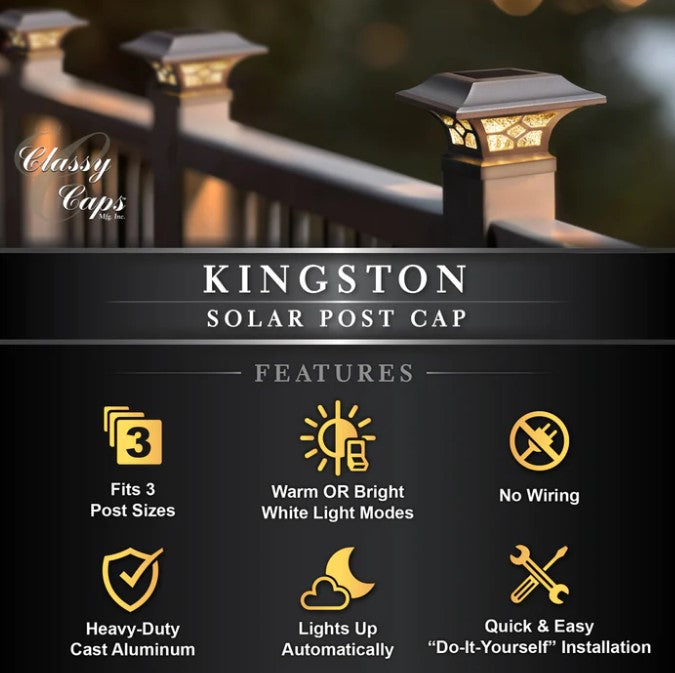 Classy Caps Kingston White Dual Lighted Solar Post Cap SLZ332W