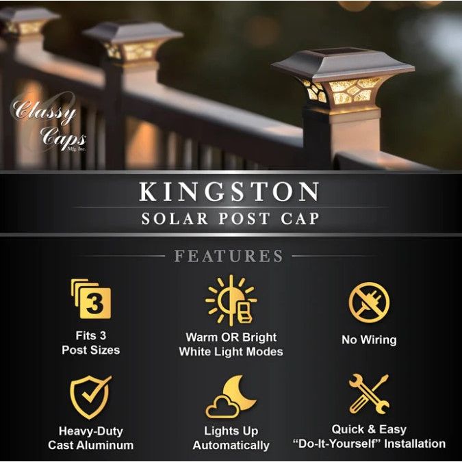 Classy Caps Kingston White Dual Lighted Solar Post Cap SLZ332W