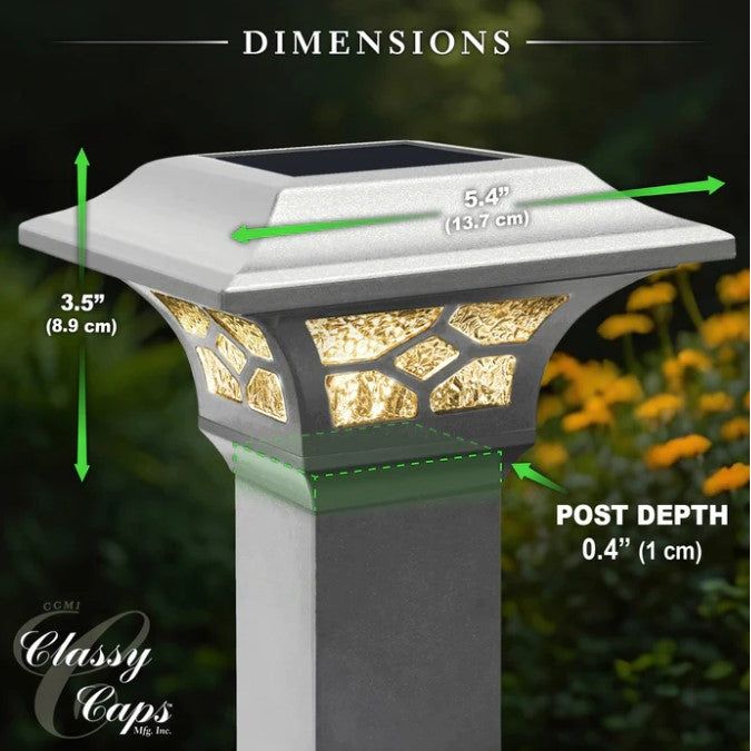 Classy Caps Kingston White Dual Lighted Solar Post Cap SLZ332W