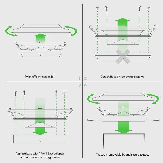 Classy Caps 4.5X4.5 Base Imperial Aluminum - White TRA45W