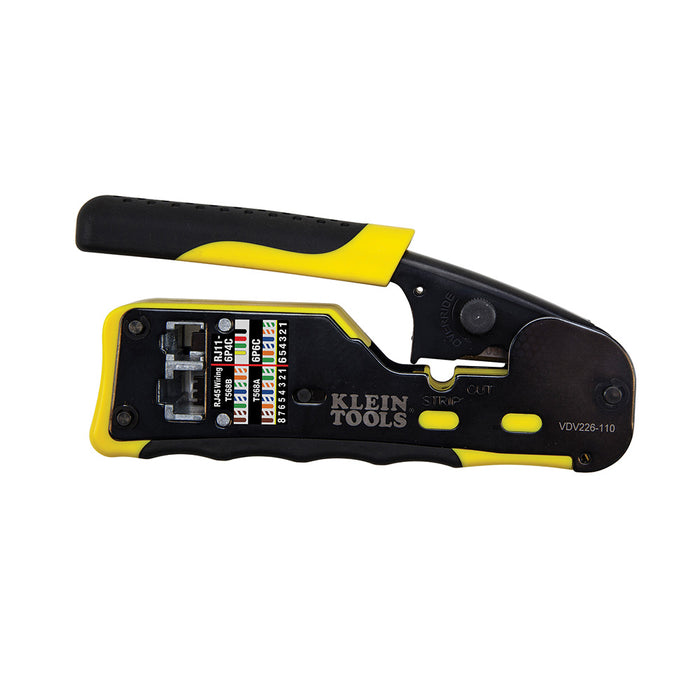 Klein Tools VDV226-110  Ratcheting Ethernet Cable Crimper / Stripper / Cutter, for Pass-Thru