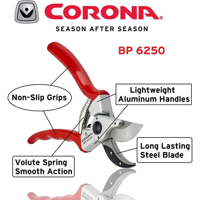 Corona BP 6250 MAXPodadora manual de derivación de aluminio forjado, corte de 1 pulgada, roja