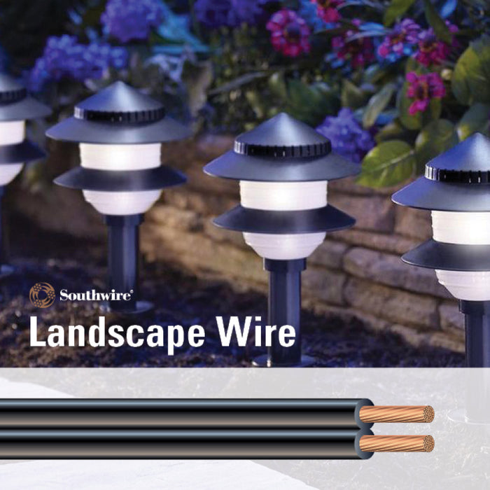 Southwire Cable de iluminación de paisaje de bajo voltaje CU trenzado negro 14/2 de 500 pies