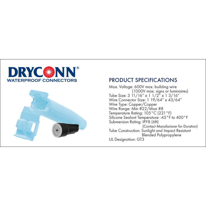 King Innovation 20265 - Conector impermeable DryConn Xtreme, 100 piezas. Caja