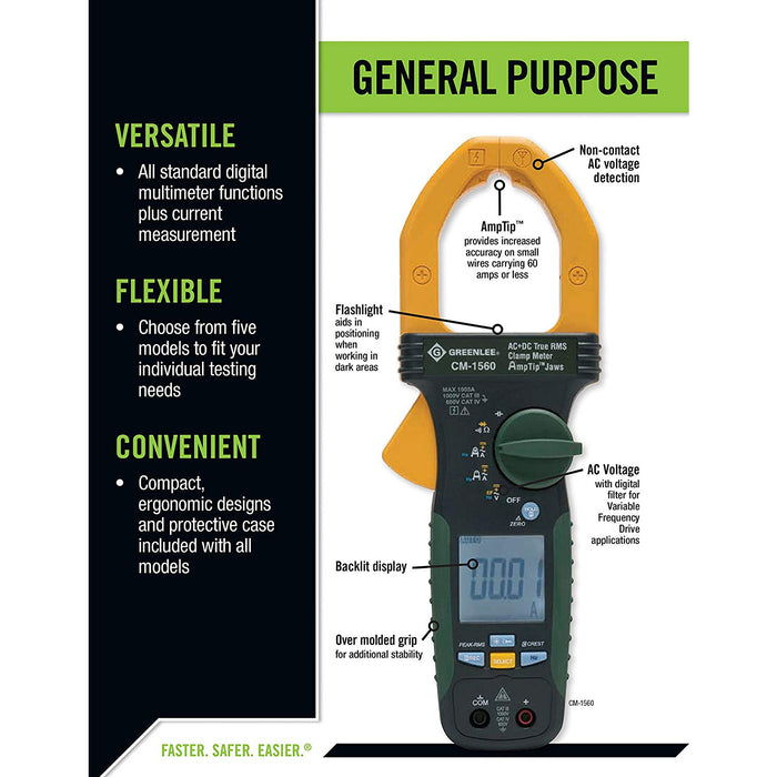 Greenlee - CM-660 - General Purpose Clamp Meter, AC, 600-Amp